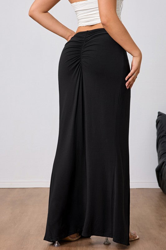 Velana Draped High-Slit Maxi Skirt