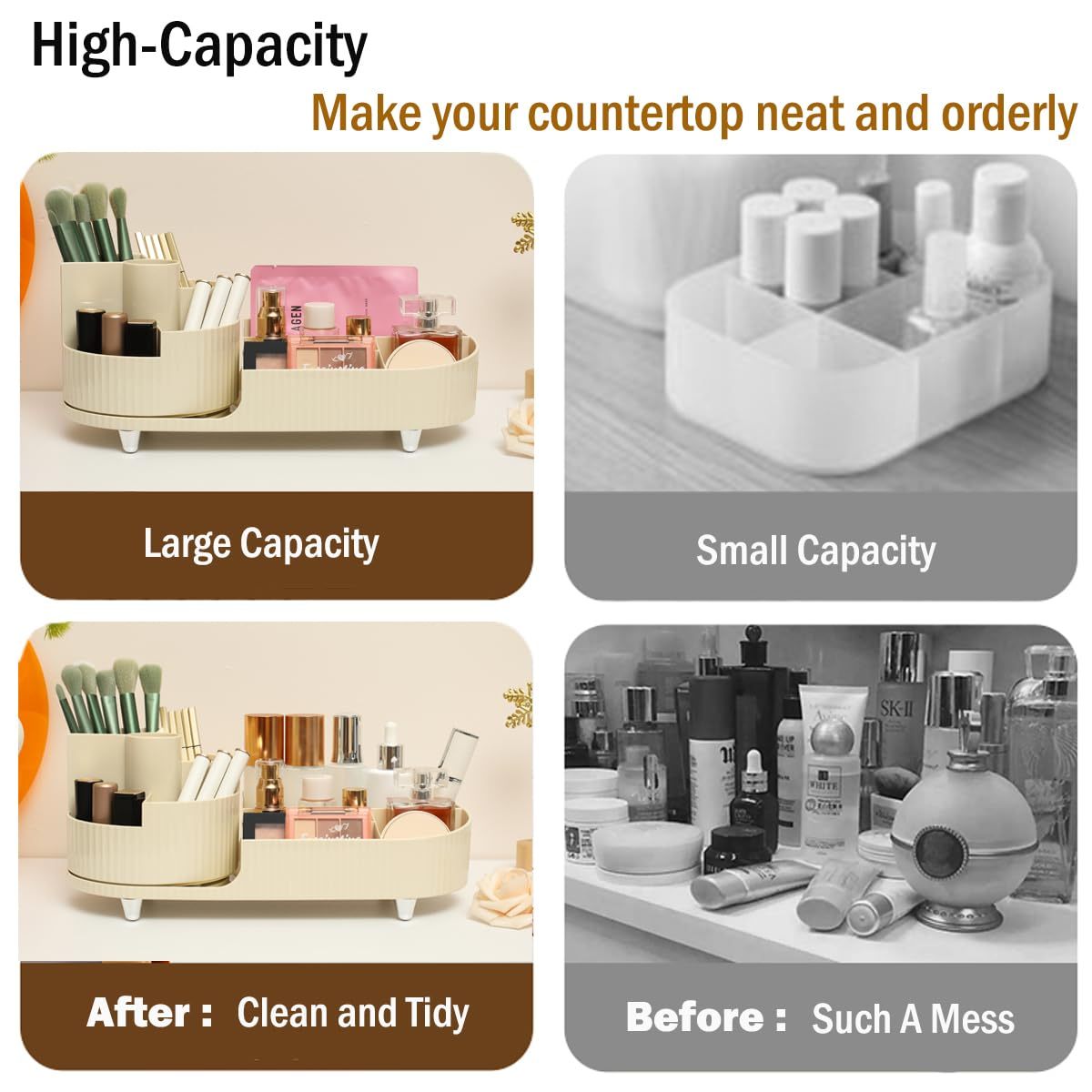 Makeup Organizer Countertop Rotating