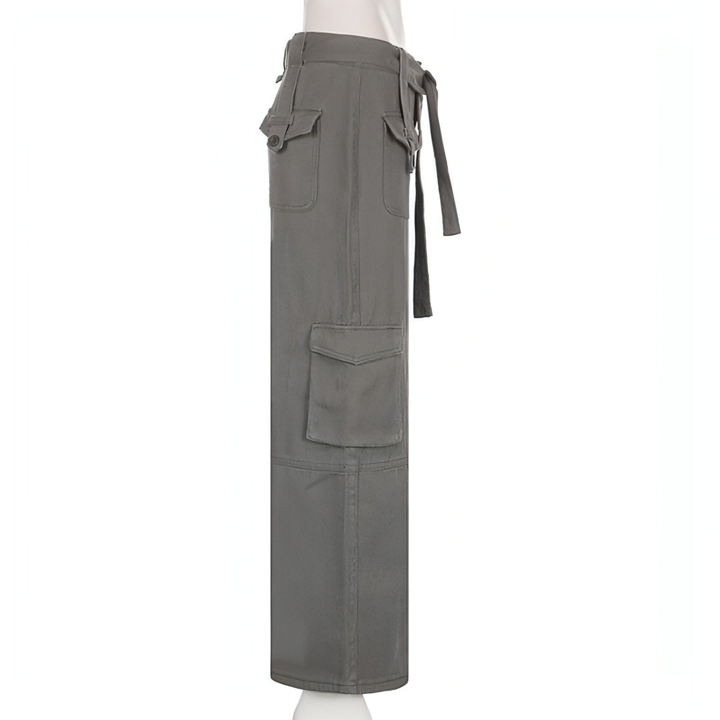 High-Waist Utility Cargo Jeans with Belt