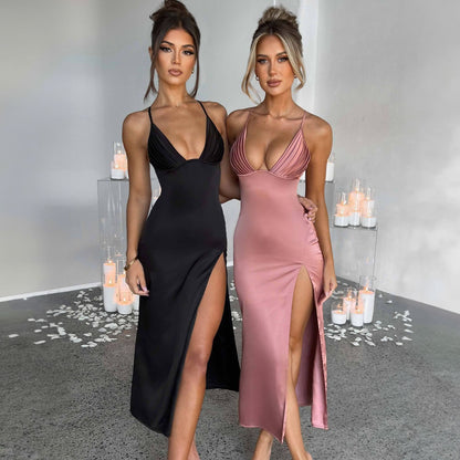 Velana Deep V Slit Bodycon Dress