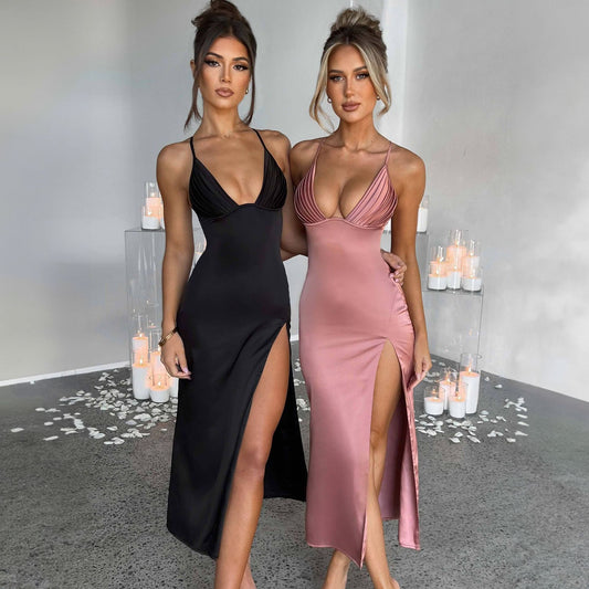 Velana Deep V Slit Bodycon Dress