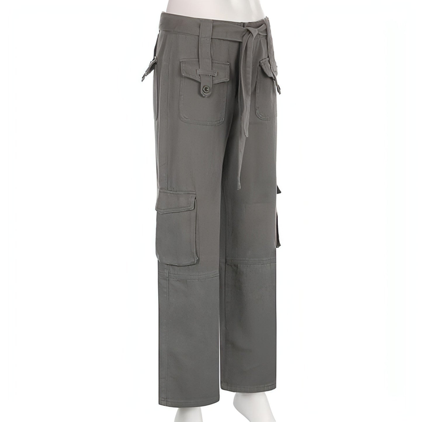 High-Waist Utility Cargo Jeans with Belt