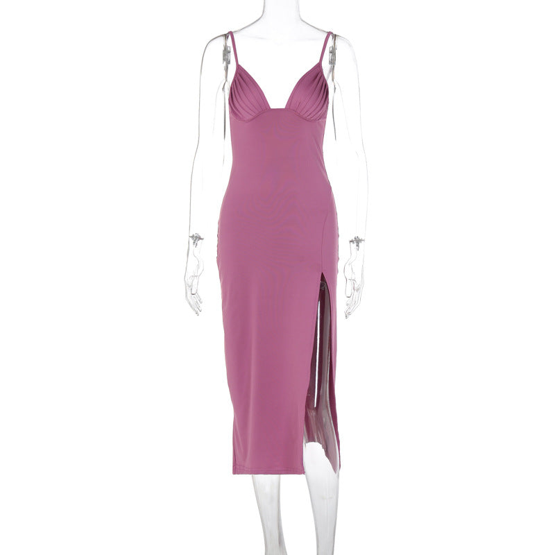 Velana Deep V Slit Bodycon Dress