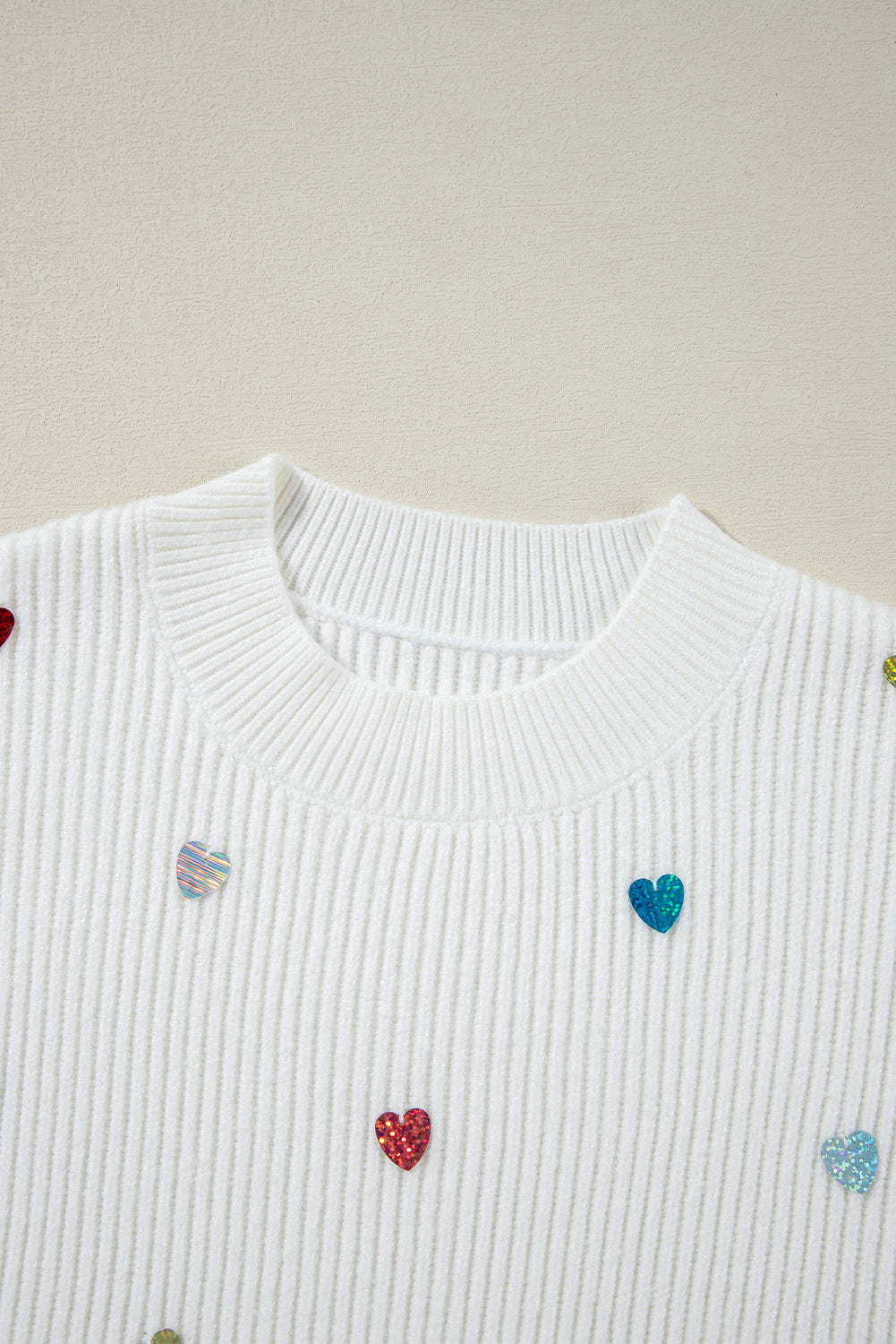 Velana Cozy Ribbed Knit Sweater – Heart Detail